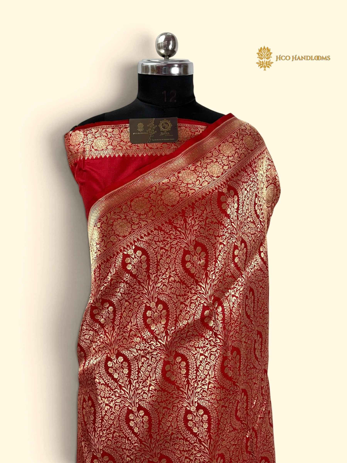 Regal Red Pure Katan Silk Handloom Banarasi Saree - All Over Tanchui Brocade