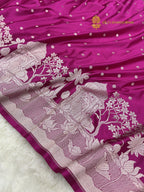 Deep Rani Premium Mashru Katan Silk Banarasi Saree - All Over Dot Motifs And Beautiful Border