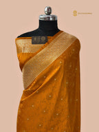 Regal Mustard Yellow Premium Mashru Katan Silk Banarasi Saree - All Over Tanchui With Motifs