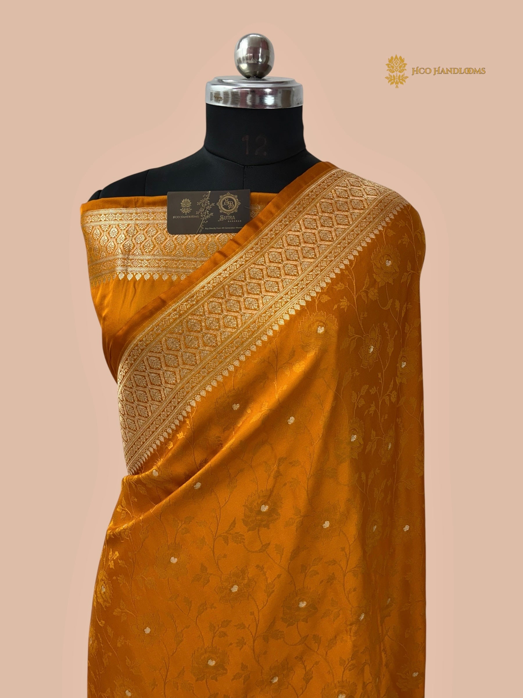 Regal Mustard Yellow Premium Mashru Katan Silk Banarasi Saree - All Over Tanchui With Motifs