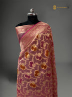 Rangkat Pure Kora Silk Handloom Banarasi saree - All Over Jaal