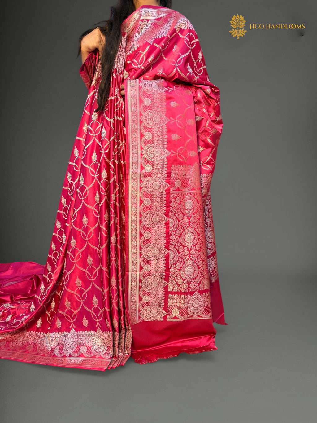 Premium Mashru Katan Silk Banarasi Saree - All Over Jaal Pattern