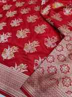 Regal Red Pure Katan Silk Handloom Banarasi Saree - All Over Meenakari Motifs