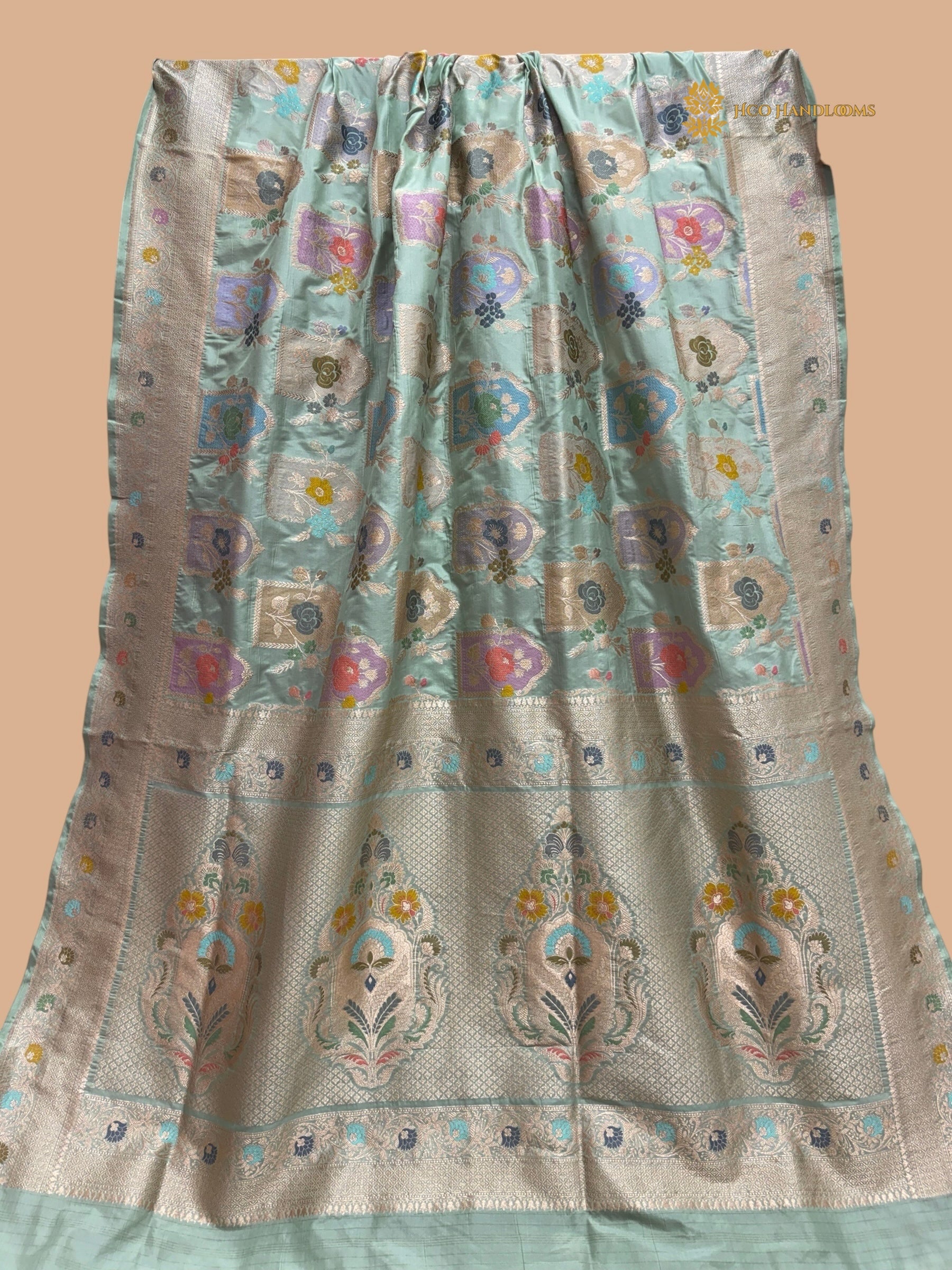 Rangkat Pure Katan Silk Handloom Banarasi Saree - All Over Jangla Motifs