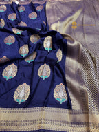 Nita Ambani Premium Mashru Crepe Silk Banarasi Saree - All Over Meenakari Motifs