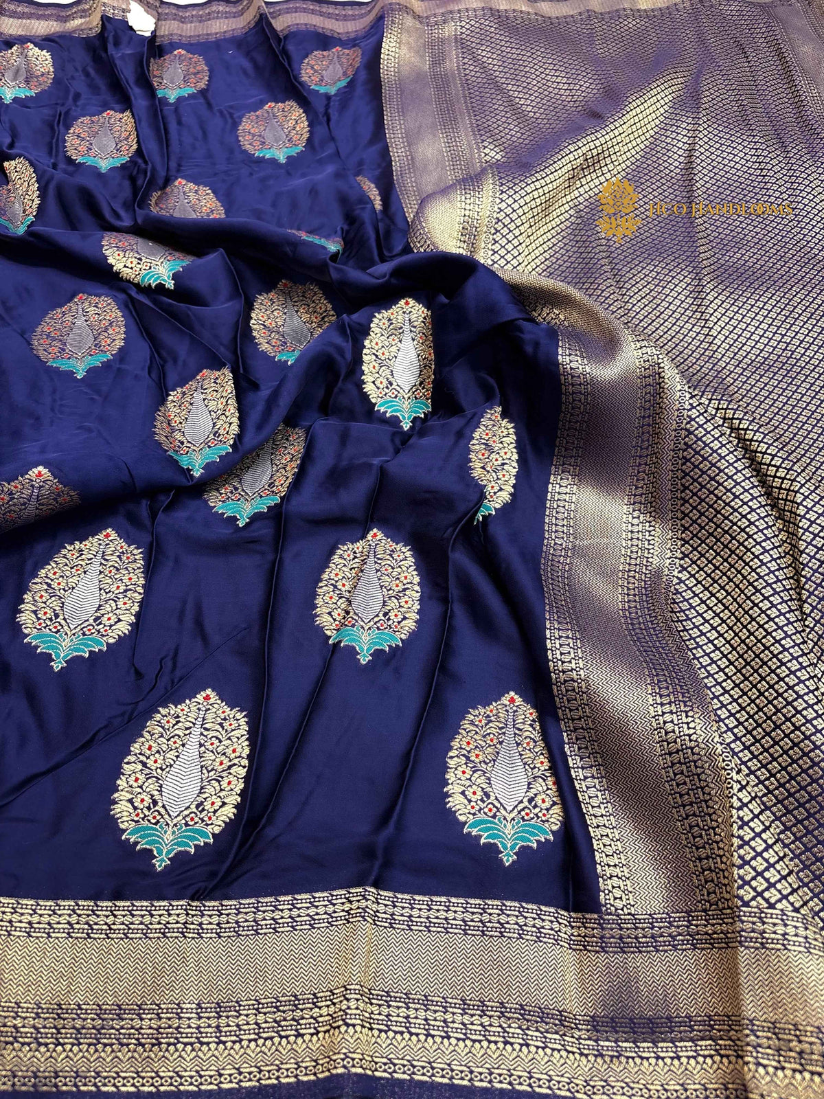 Nita Ambani Premium Mashru Crepe Silk Banarasi Saree - All Over Meenakari Motifs