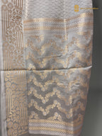 Premium Mashru Crepe Satin Silk Banarasi Saree - All Over Leafs Motifs