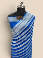 Blue Pure Khaddi Georgette Silk handloom Banarasi Saree - Water Zari
