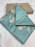 Light Blue Premium Mashru Katan Silk Banarasi Saree - All Over Smnall Motifs