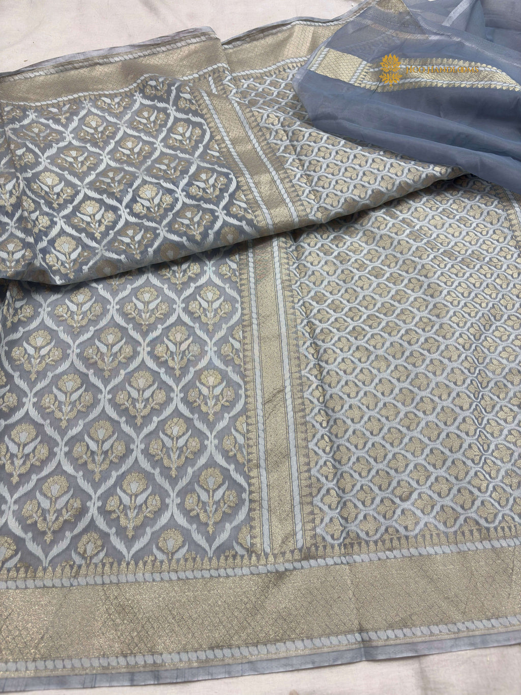 Premium Cotton Jamdani Banarasi Saree - All Over Jaal