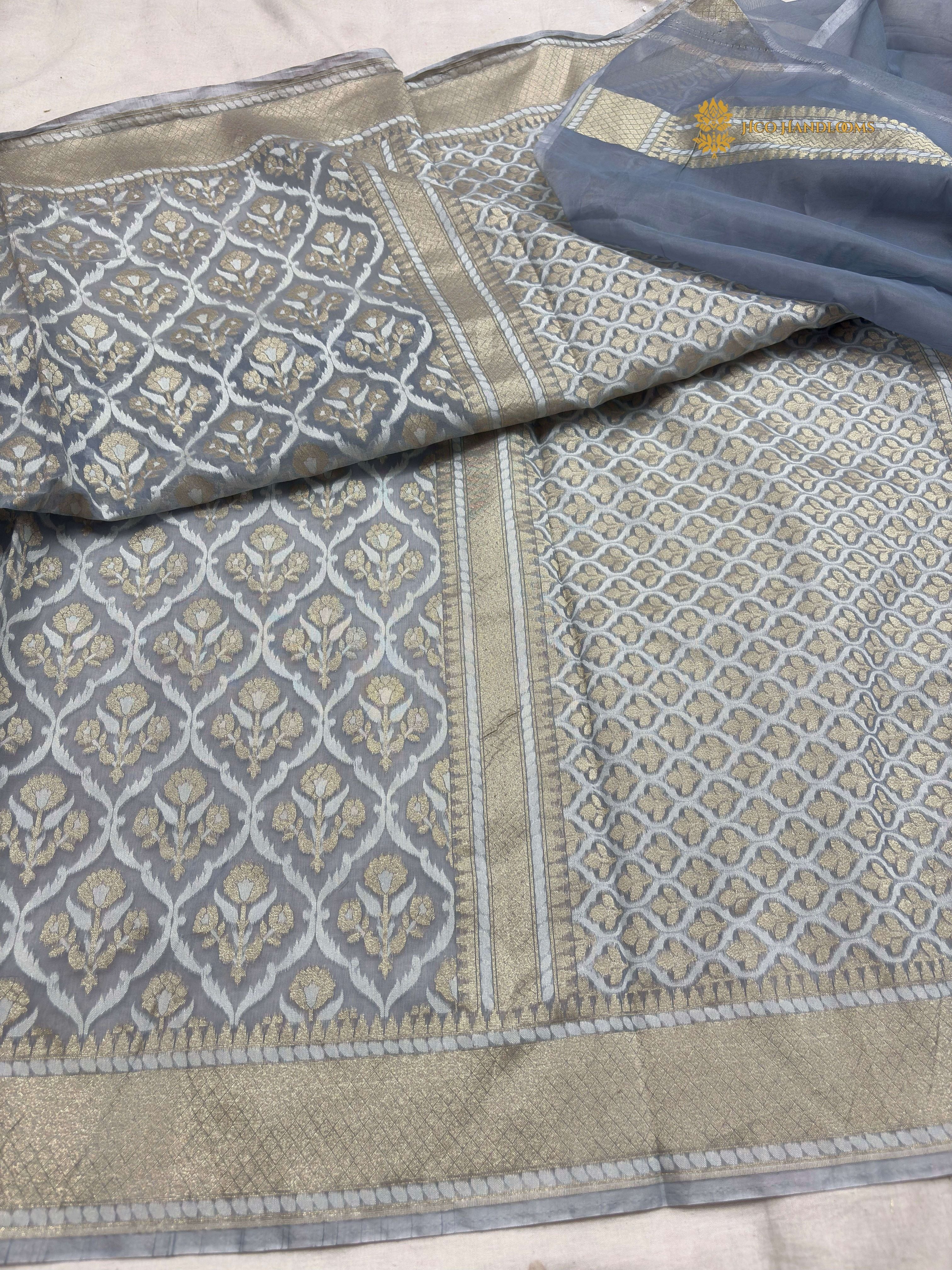 Premium Cotton Jamdani Banarasi Saree - All Over Jaal
