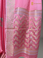 Premium Mashru Crepe Satin Silk Banarasi Saree - All Over Leafs Motifs