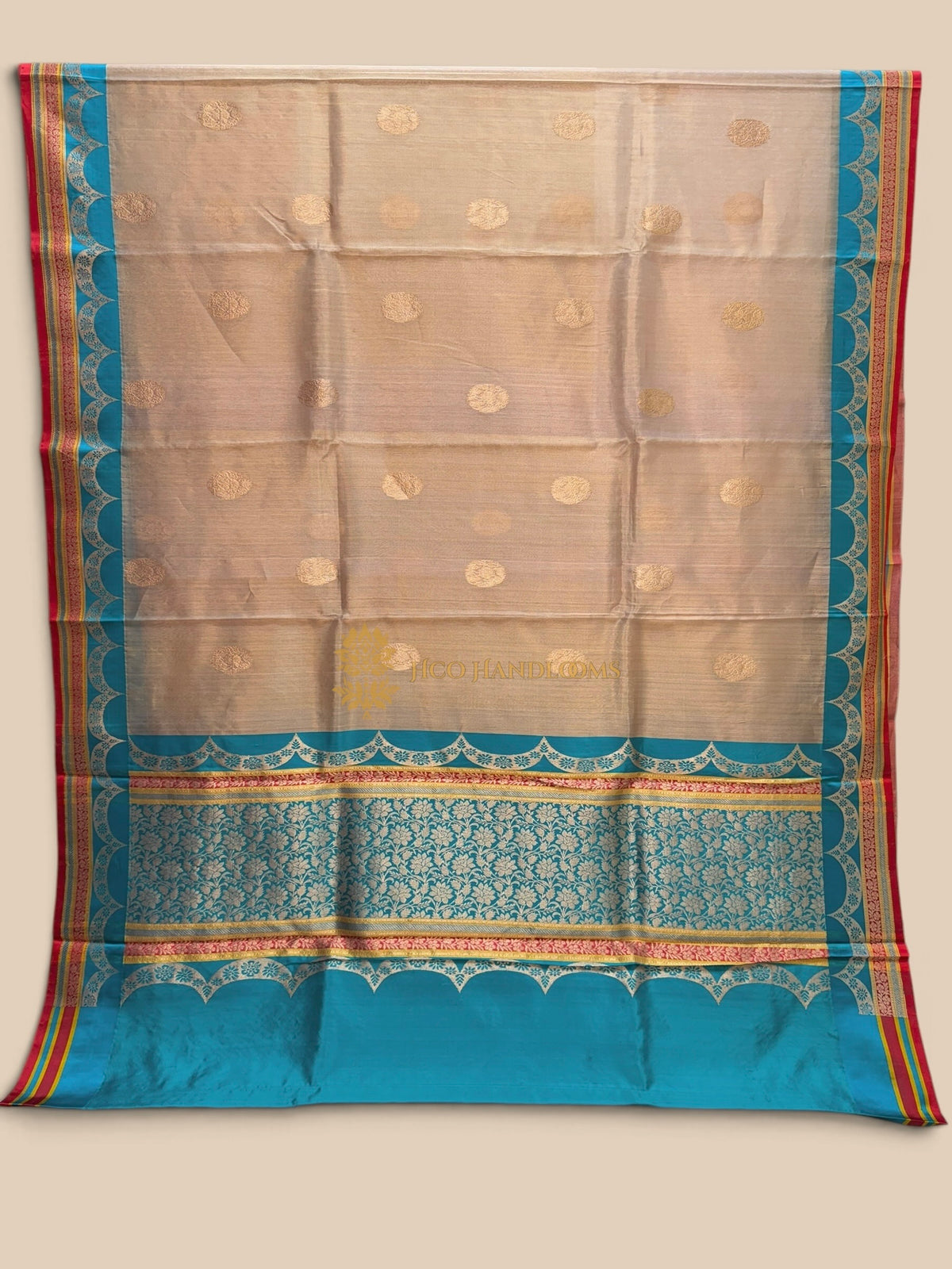 Contrast Pure Kora Tissue Silk Handloom Banarasi Saree - Kadhua Motifs