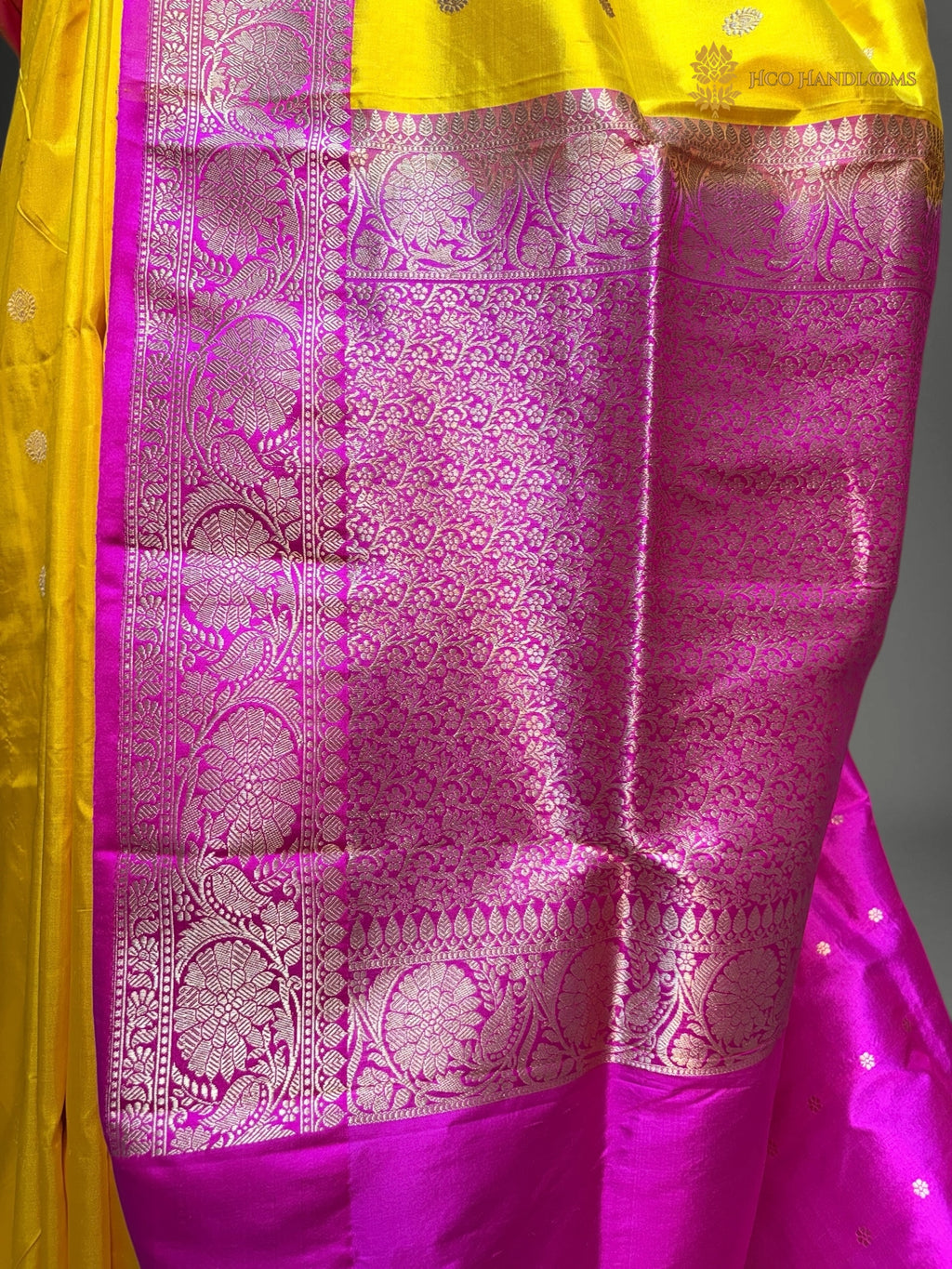Pure Mango Katan Silk Handloom Banarasi Saree - All Over Kadhua Motifs
