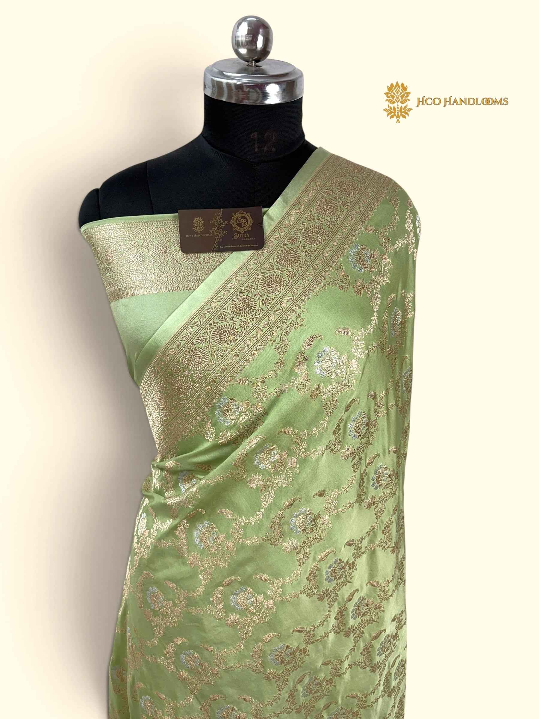 Premium Mashru Katan Silk Banarasi Saree - All Over Jangla