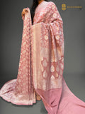 Pure Khaddi Georgette Silk Handloom Banarasi Saree - All Over Floral Jangla