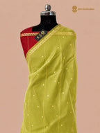 Light Green Pure Kora Silk Handloom Banarasi Saree - All Over Small Buti