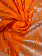 Regal Orange Premium Mashru Katan Silk Banarasi Saree - All Over Motifs