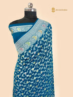 Blue Pure Khaddi Georgette Silk Handloom Banarasi Saree - All Over Meenakari Jaal