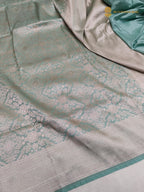 Regal Light Blue Pure Katan Silk Handloom Banarasi Saree - All Over Brocade