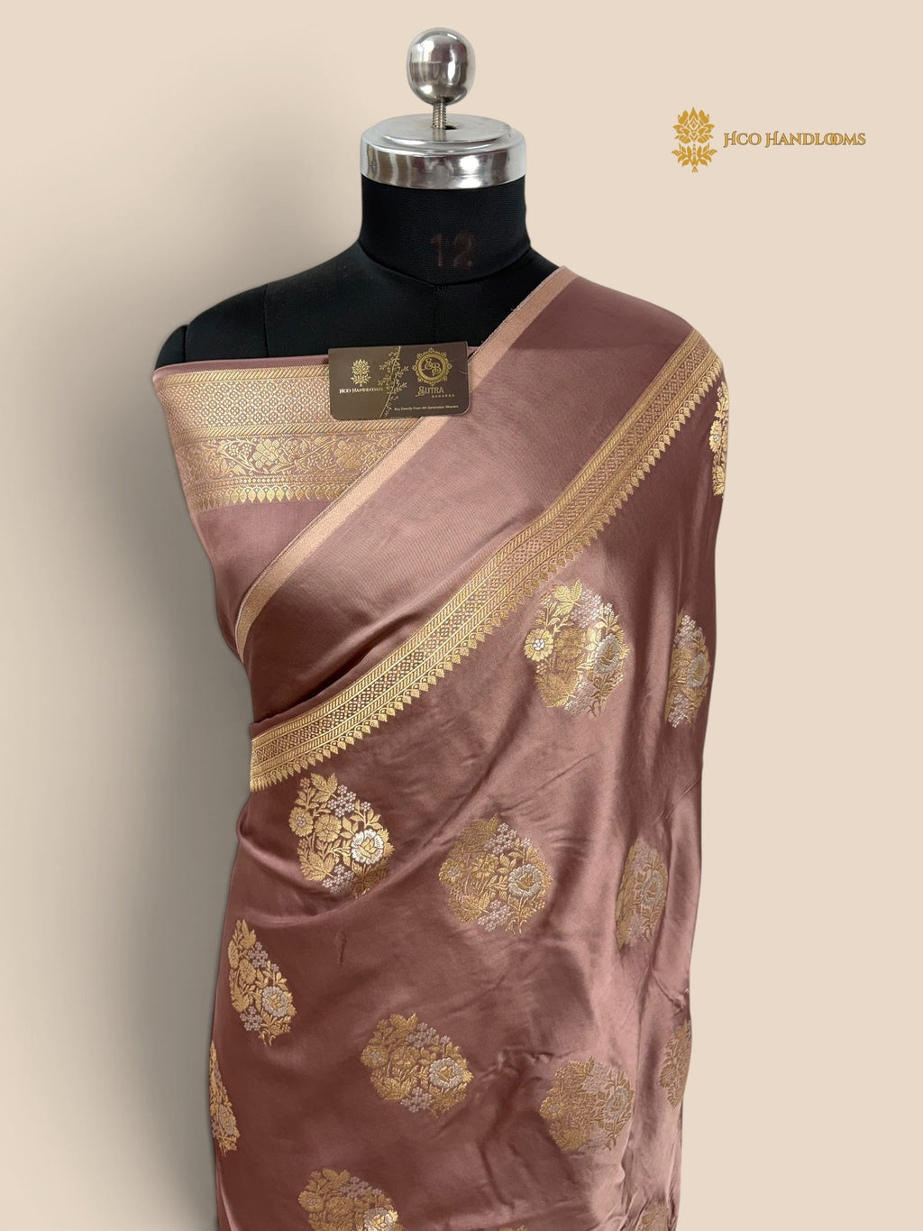 Premium Mashru Crepe Banarasi Saree - All Over Borderless With Motifs
