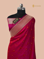 Regal Cherry Red Premium Mashru Katan Silk Banarasi Saree - All Over Tanchui With Motifs