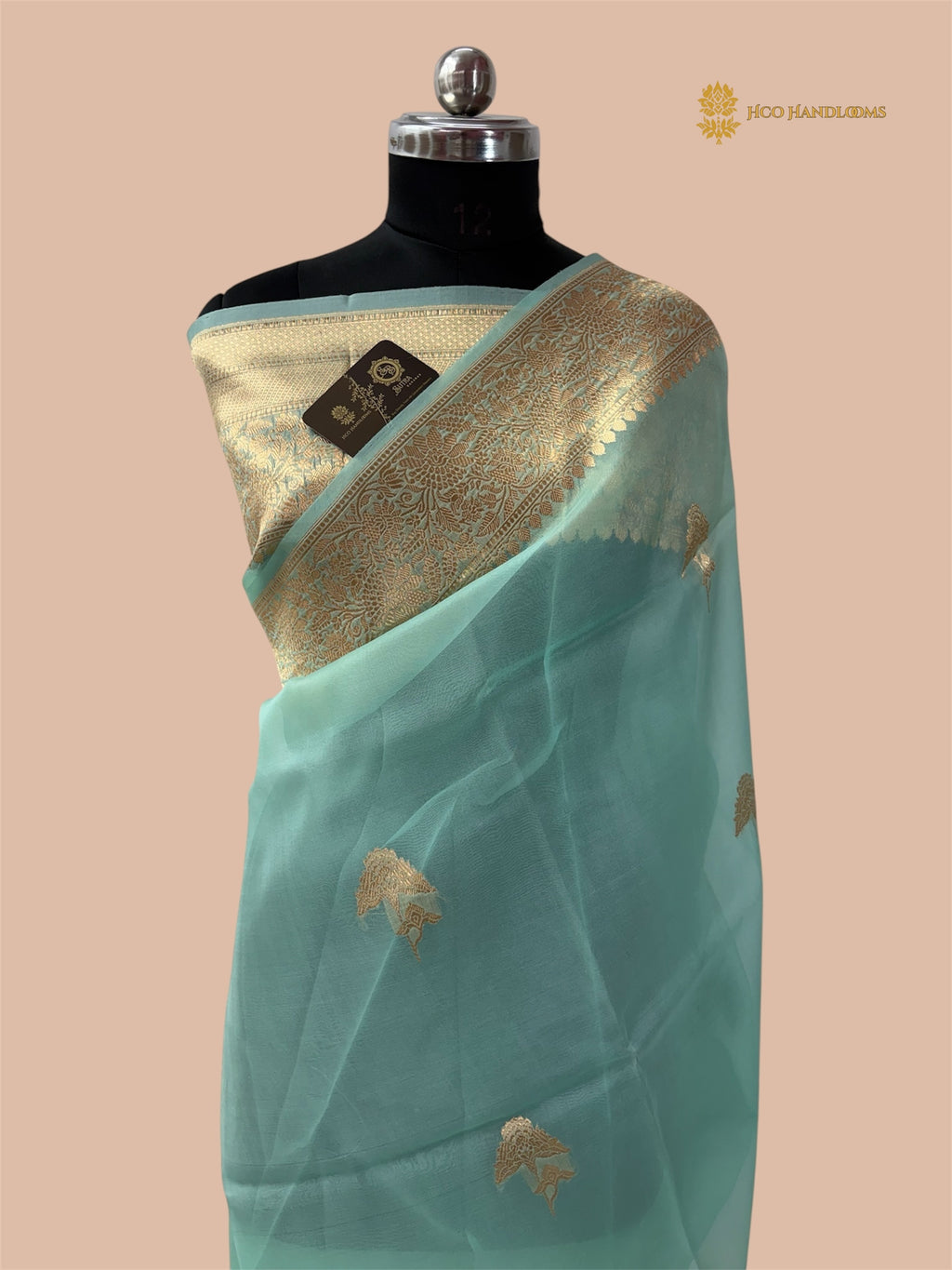 Light Blue Pure Kora Silk Handloom Banarasi Saree - All Over Kadua Motifs