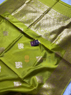 Pure Mango Katan Silk Handloom Banarasi Saree - All Over Kadhua Motifs