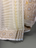 Premium Mashru Crepe Satin Banarasi Saree - All Over Simple Stripes