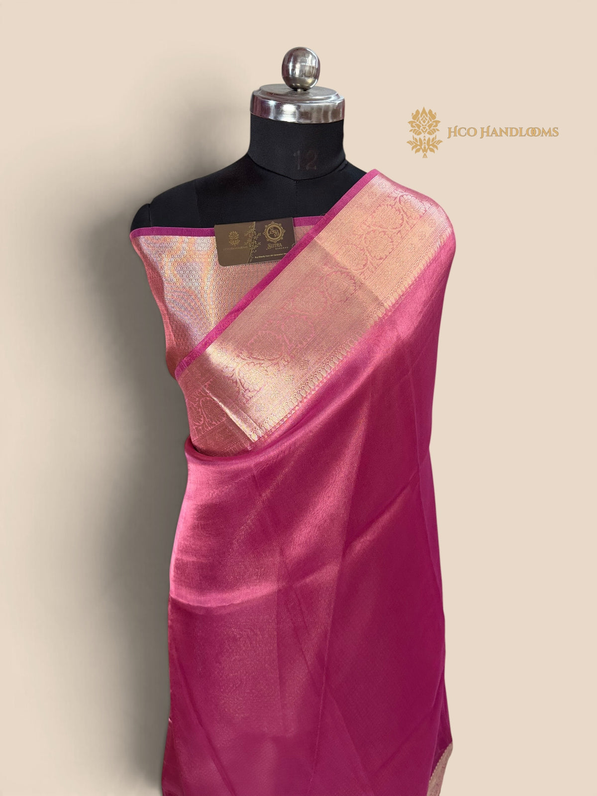 Pure Kora Tissue Silk Handloom Banarasi Saree - Plain