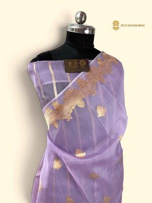 Pure Kora Silk Handloom Banarasi Saree - All Over Kadhua Motifs