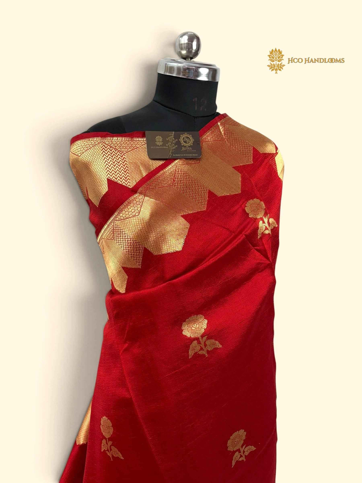 Red Pure Mango Katan Silk Handloom Banarasi Saree - All Over Motifs