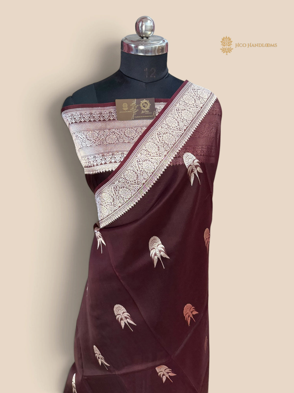Wine Pure Kora Silk Handloom Banarasi Saree - All Over Kadhua Motifs