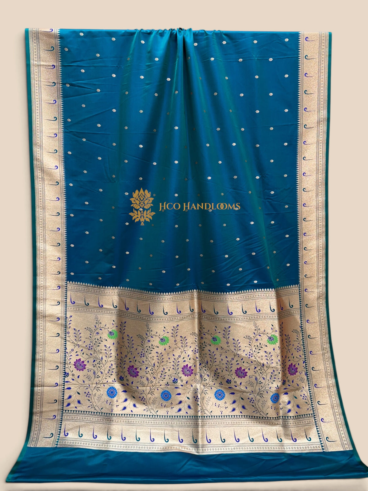 Dual Shade Blue Premium Mashru Katan Satin Silk Banarasi Saree - All Over Motifs