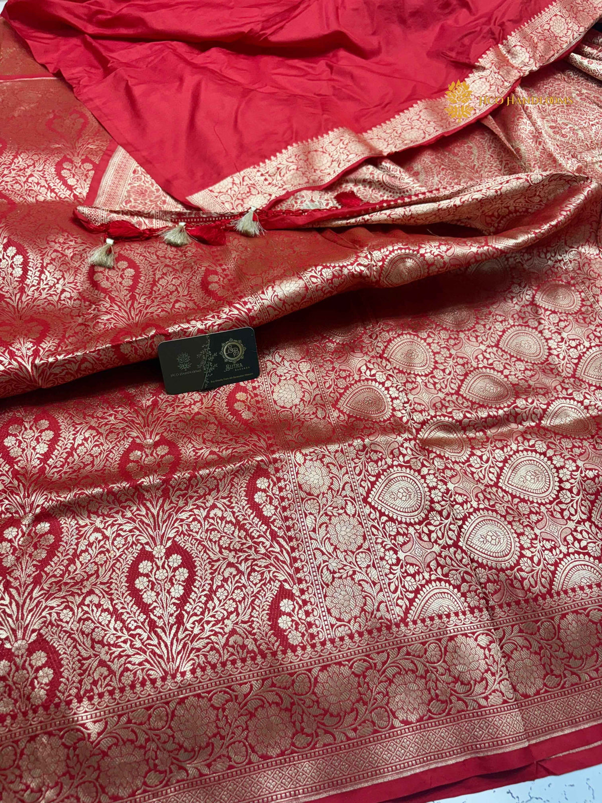 Regal Red Pure Katan Silk Handloom Banarasi Saree - All Over Tanchui Brocade