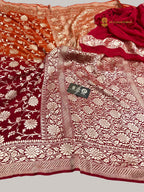 Shaded Pure Khaddi Georgette Silk Handloom Banarasi Saree - Water Zari