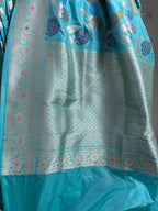 Regal Pure Katan Silk Handloom Banarasi Saree - All Over Floral Jangla With Meenakari