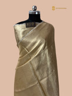 Gold Pure Molten Tissue Silk Tanchui Brocade Handloom Banarasi Saree