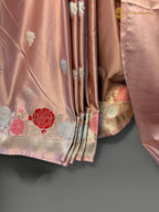 Premium Mashru Katan Silk Banarasi Saree - All Over Floral Motifs With Meenakari Border