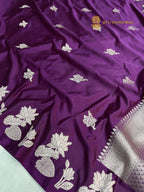 Regal Purple Premium Mashru Katan Silk Banarasi Saree - All Over Motifs