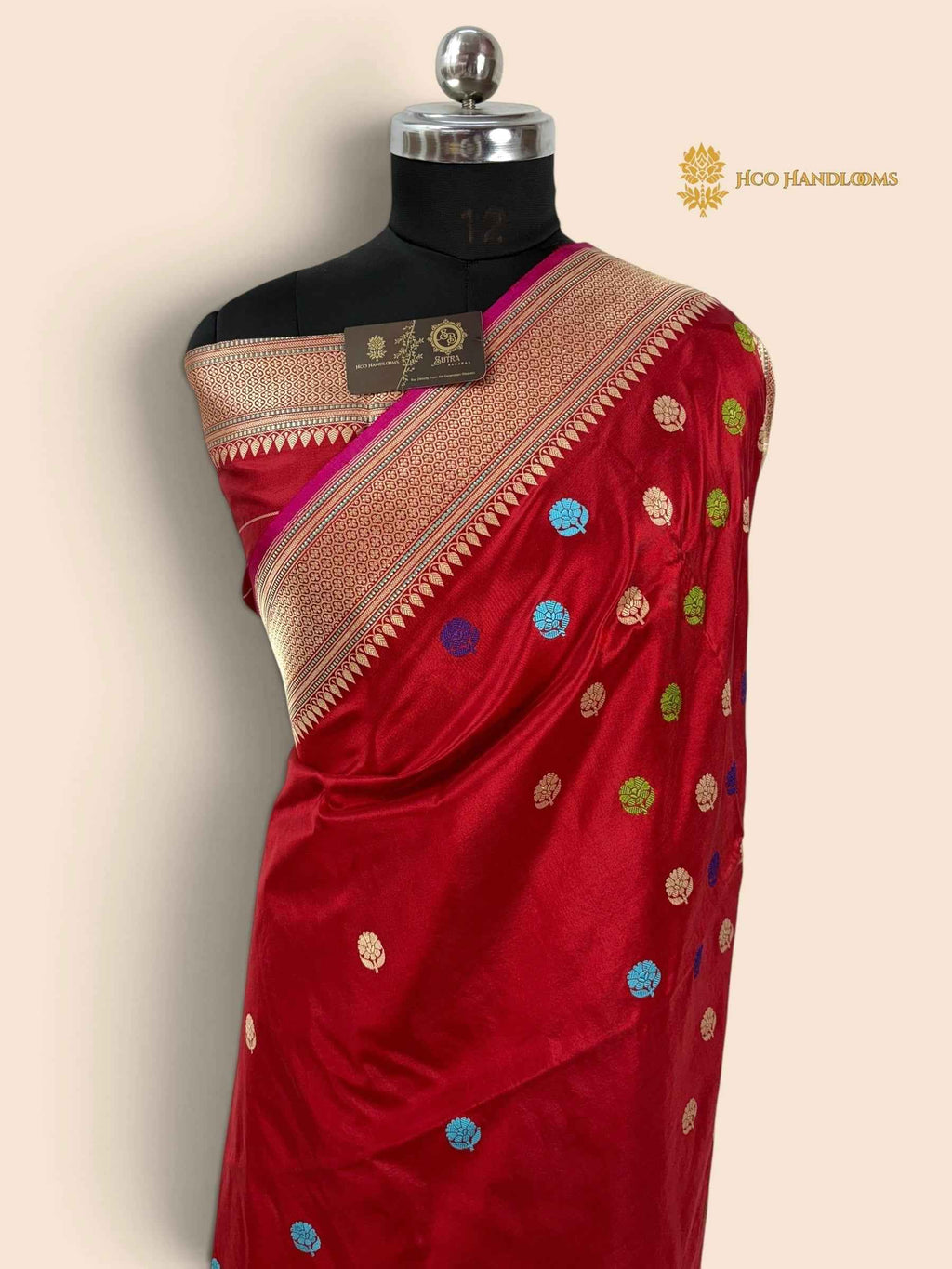 Pure Katan Silk Handloom Banarasi Saree - All Over Kadhua Multicolour Motifs