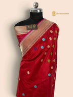 Pure Katan Silk Handloom Banarasi Saree - All Over Kadhua Multicolour Motifs