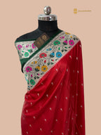 Regal Red Contrast Premium Mashru Katan SIlk Banarasi Saree - All Over Small Booti With Meenakari Border