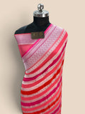 Pink Pure Khaddi Georgette Silk handloom Banarasi Saree - Water Zari