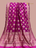Rani Pink Pure Katan Silk Handloom Banarasi Saree - All Over Meenakari Motifs