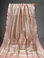 Regal Peach Pure Katan Silk Handloom Banarasi saree - All Over Tanchui Brocade