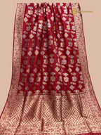 Regal Red Pure Katan Silk Handloom Banarasi Saree - All Over Multi Kadua Motifs