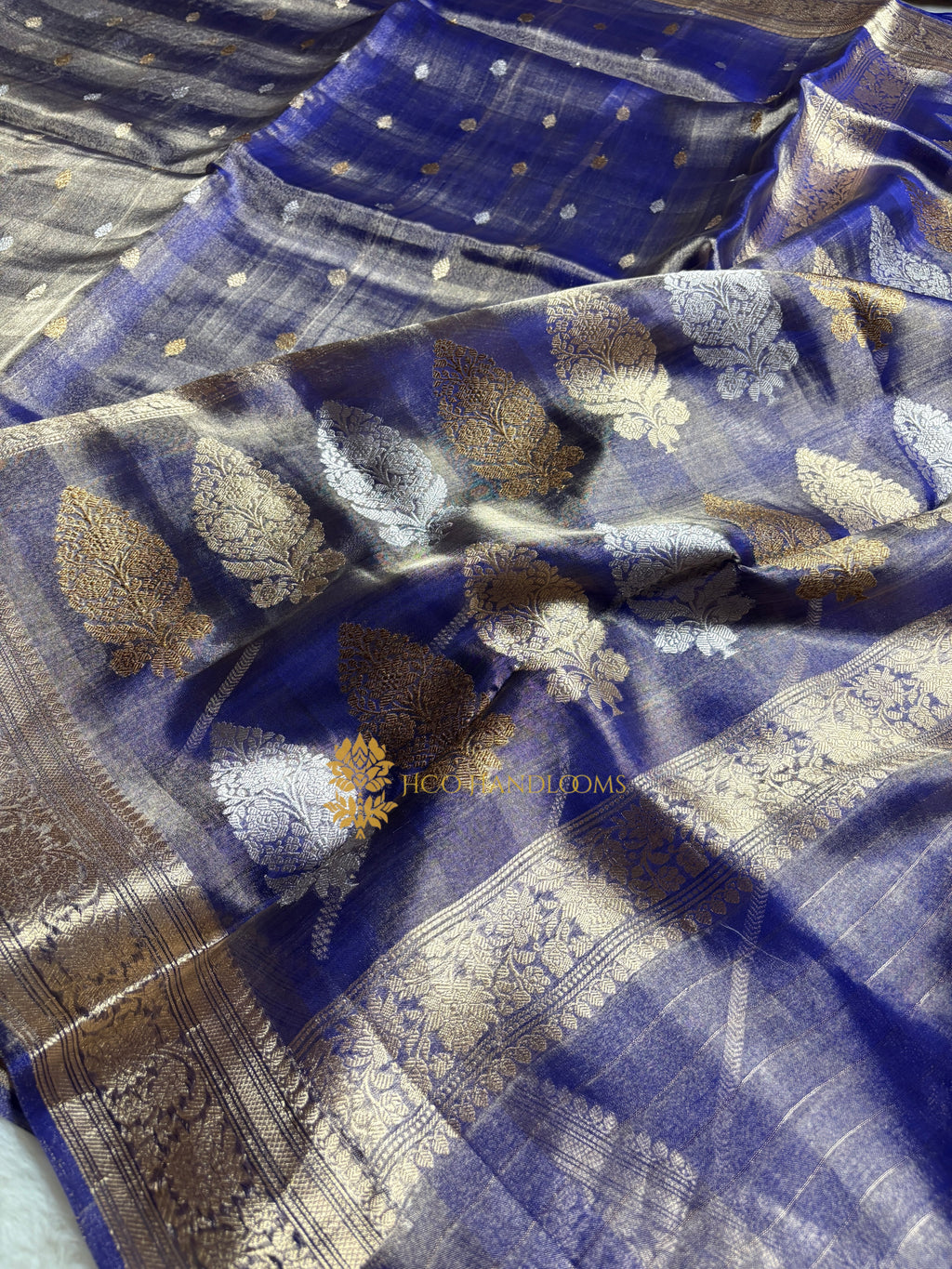Pure Tissue Silk Handloom Banarasi Saree - All Over Kadhua Sona Roopa Motifs