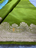 Pure Mango Katan Silk Handloom Banarasi Saree - All Over Kadhua Motifs