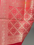 Premium Mashru Crepe Silk Banarasi Saree - All Over Jangla